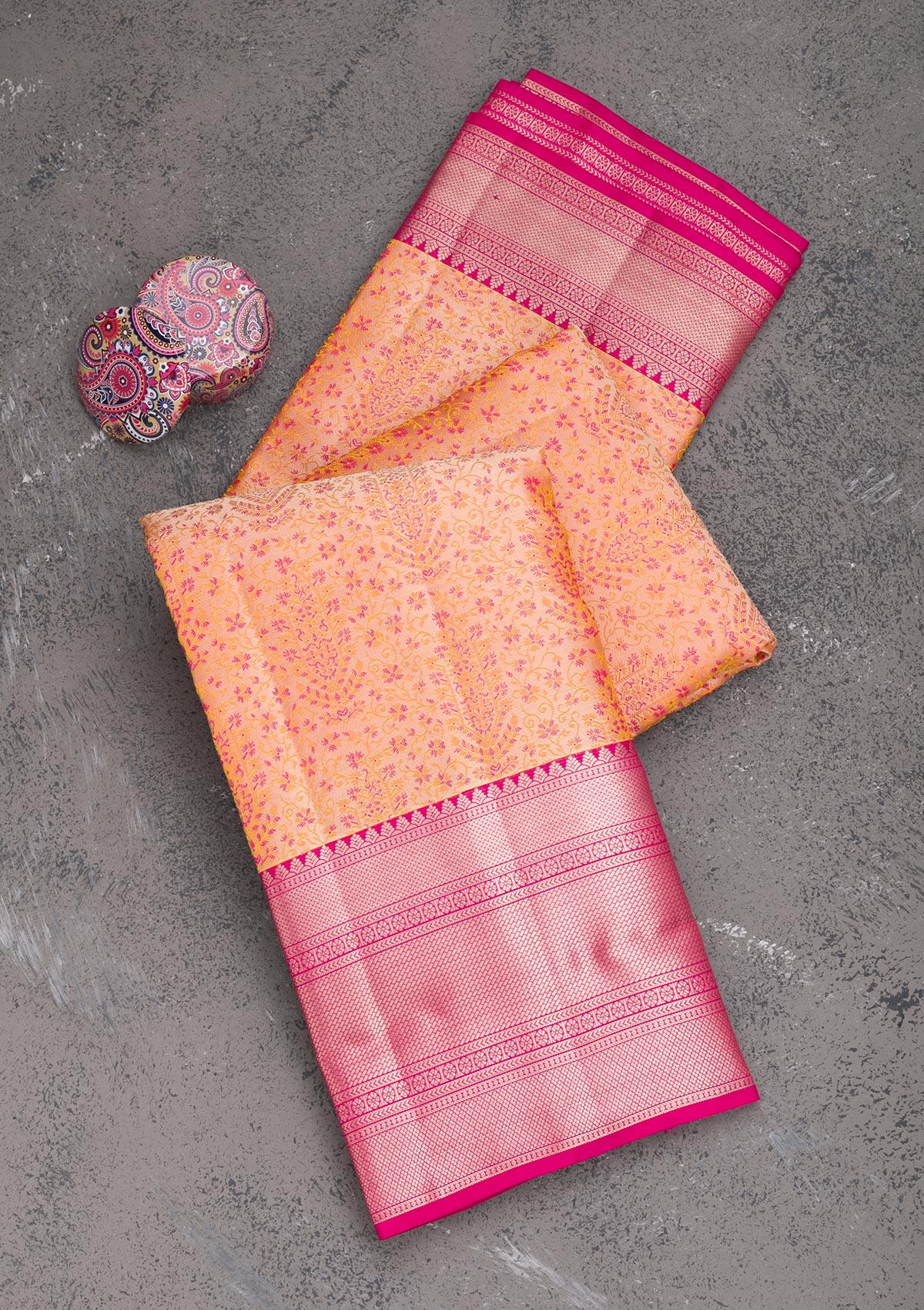 Mustard Zariwork Pure Silk Saree-Koskii