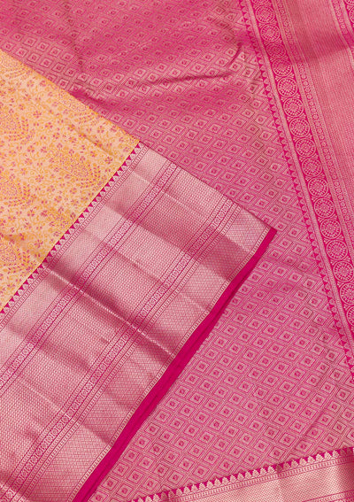 Mustard Zariwork Pure Silk Saree-Koskii