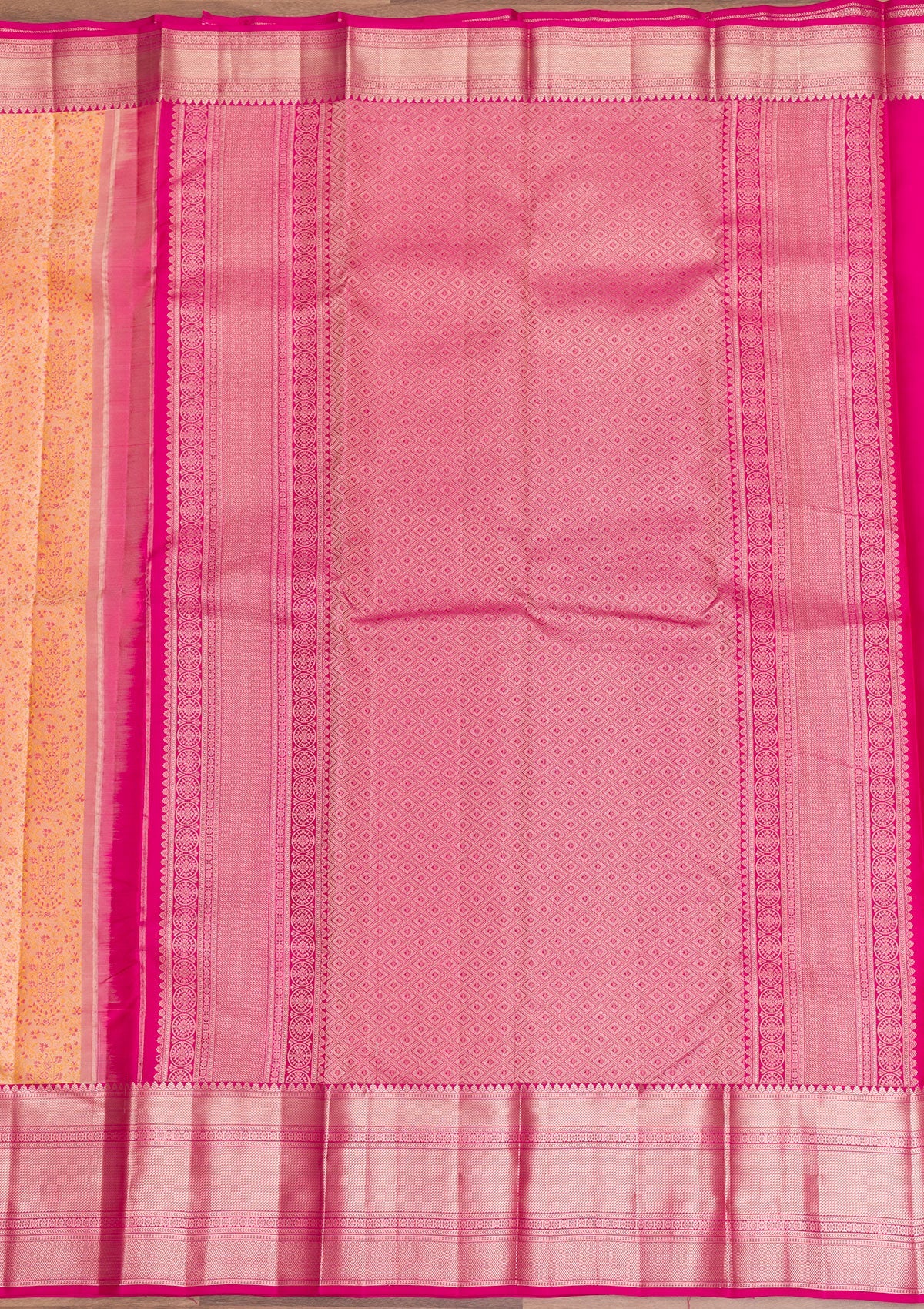 Mustard Zariwork Pure Silk Saree-Koskii