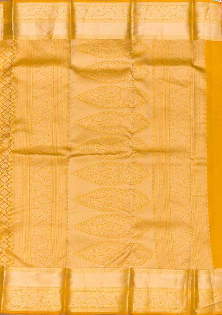 Mustard Zariwork Pure Silk Saree-Koskii