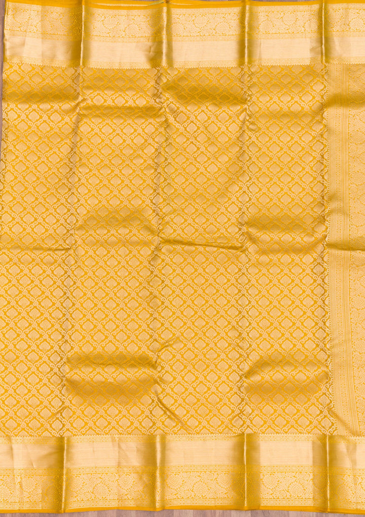 Mustard Zariwork Pure Silk Saree-Koskii