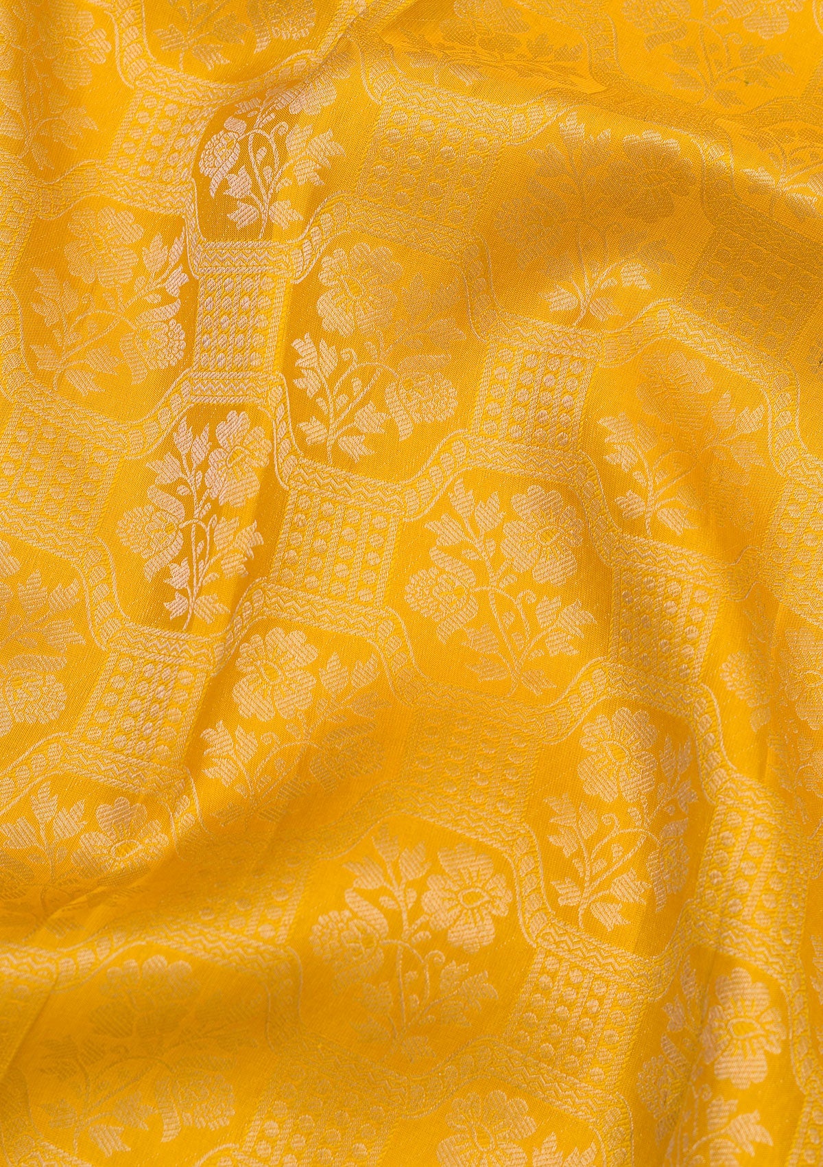 Mustard Zariwork Pure Silk Saree-Koskii