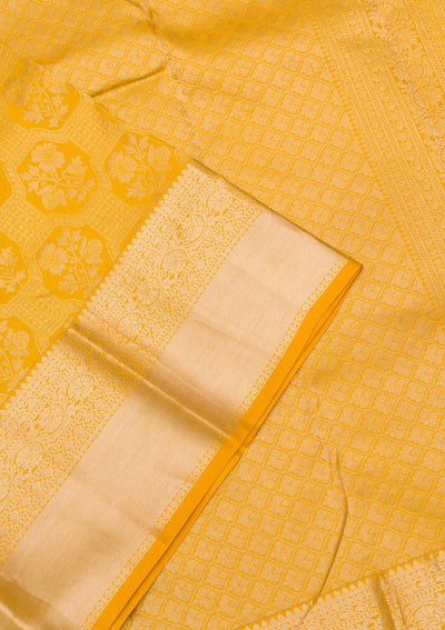 Mustard Zariwork Pure Silk Saree-Koskii