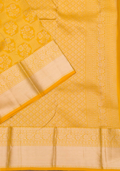 Mustard Zariwork Pure Silk Saree-Koskii