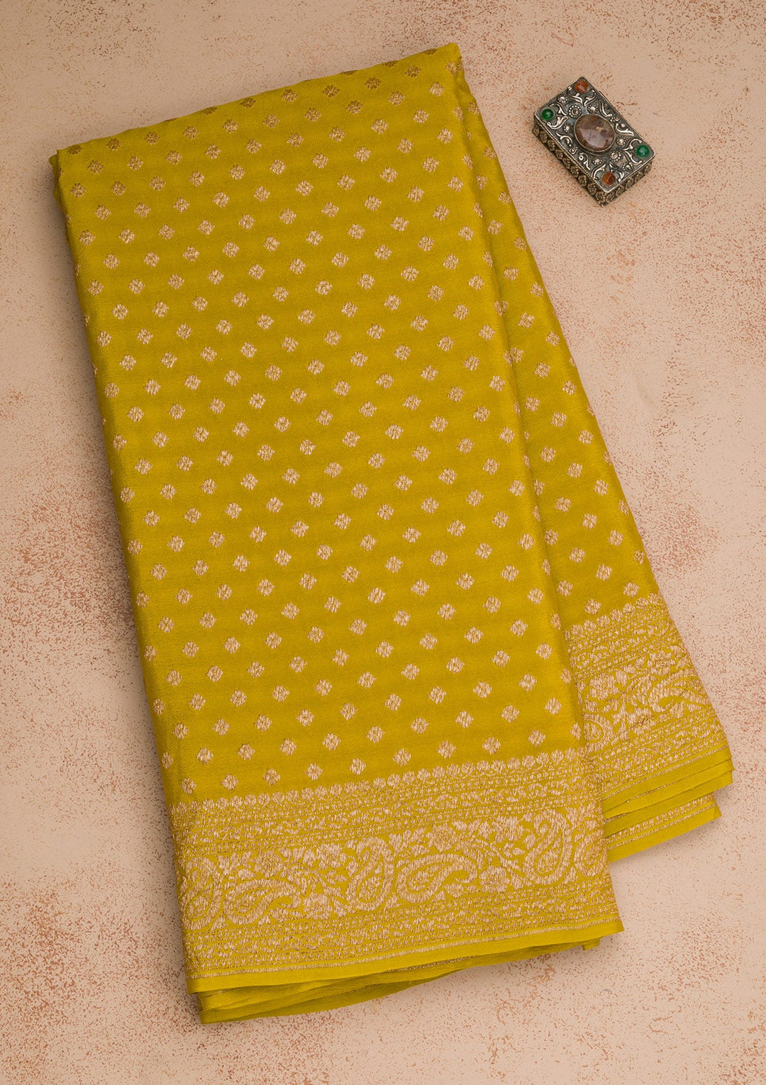 Mustard Zariwork Pure Silk Saree-Koskii