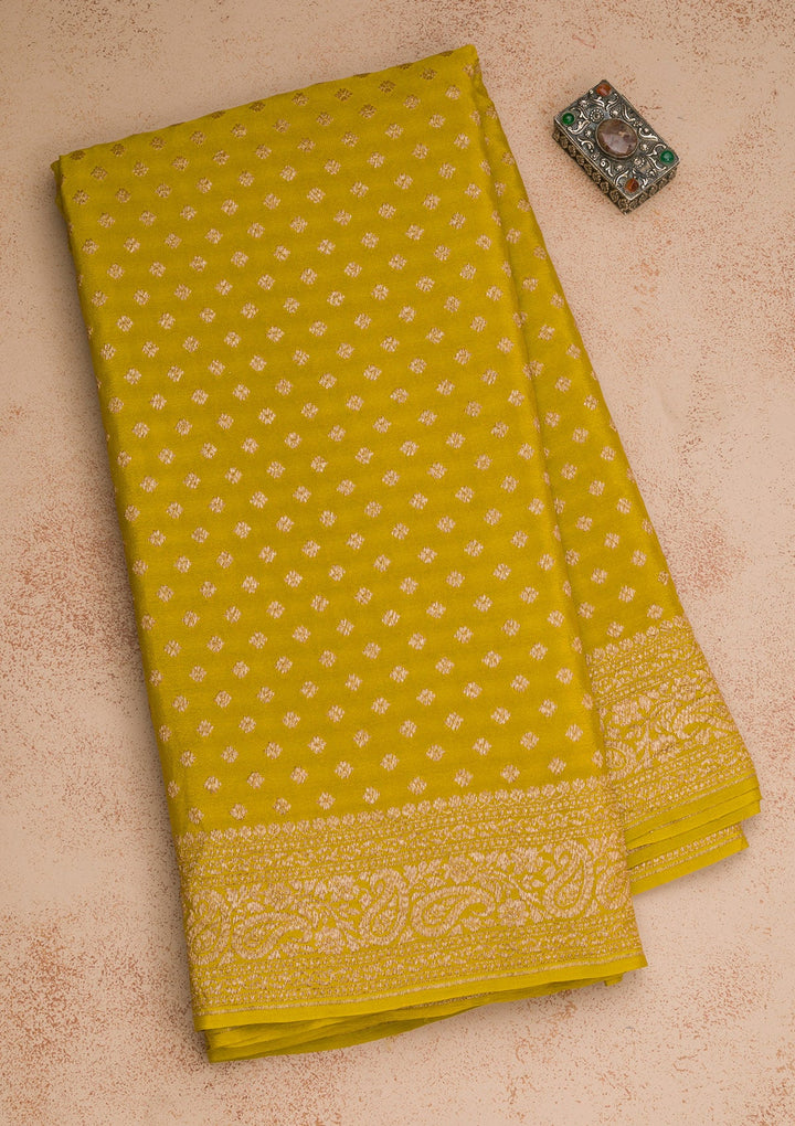 Mustard Zariwork Pure Silk Saree-Koskii
