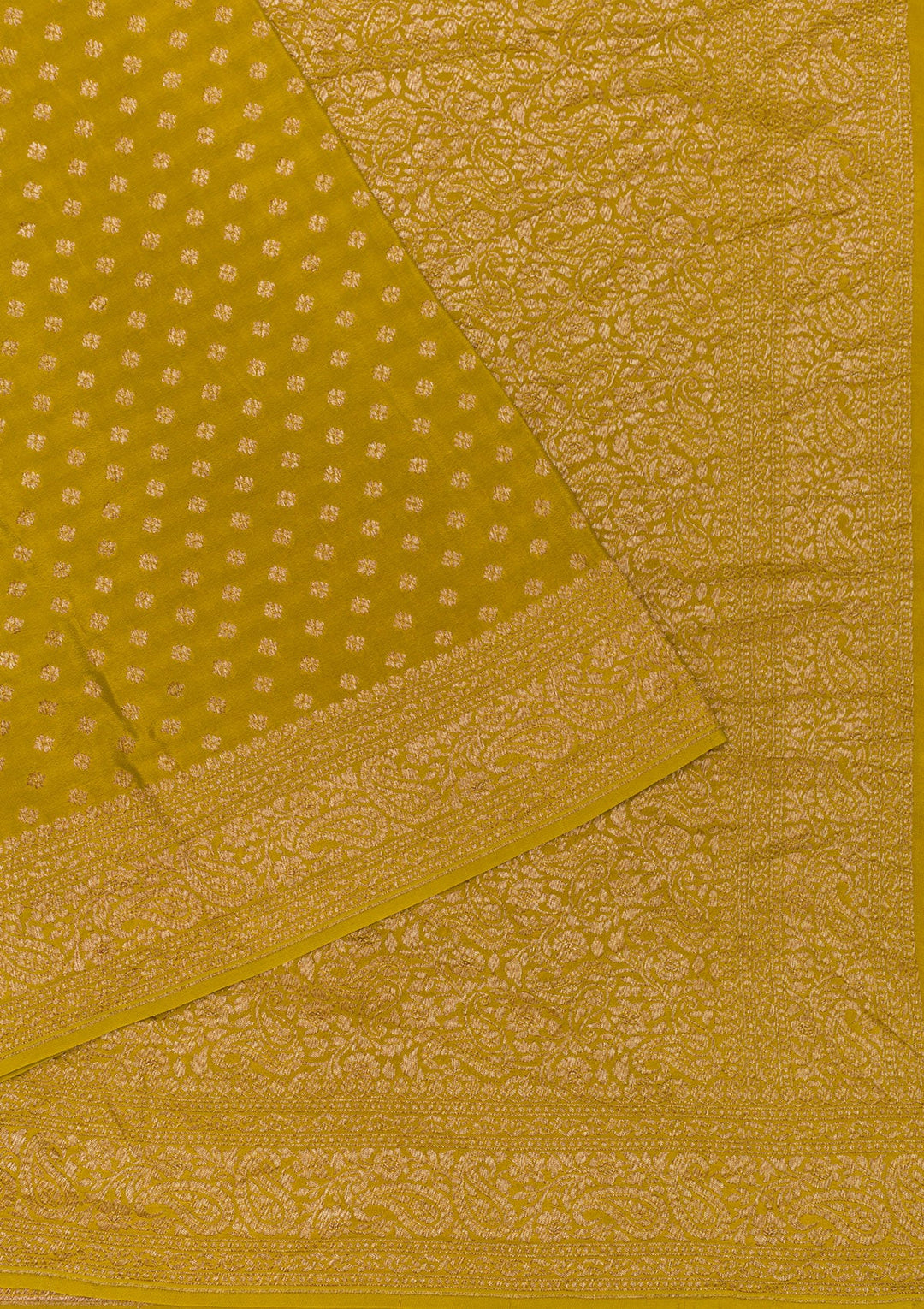 Mustard Zariwork Pure Silk Saree-Koskii