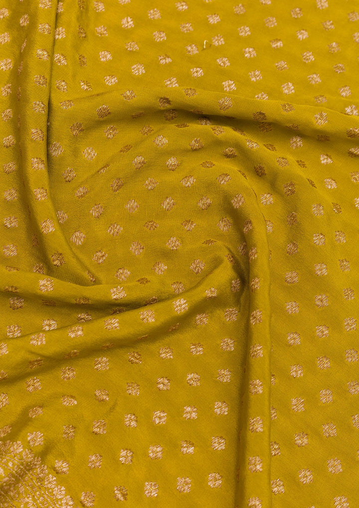 Mustard Zariwork Pure Silk Saree-Koskii