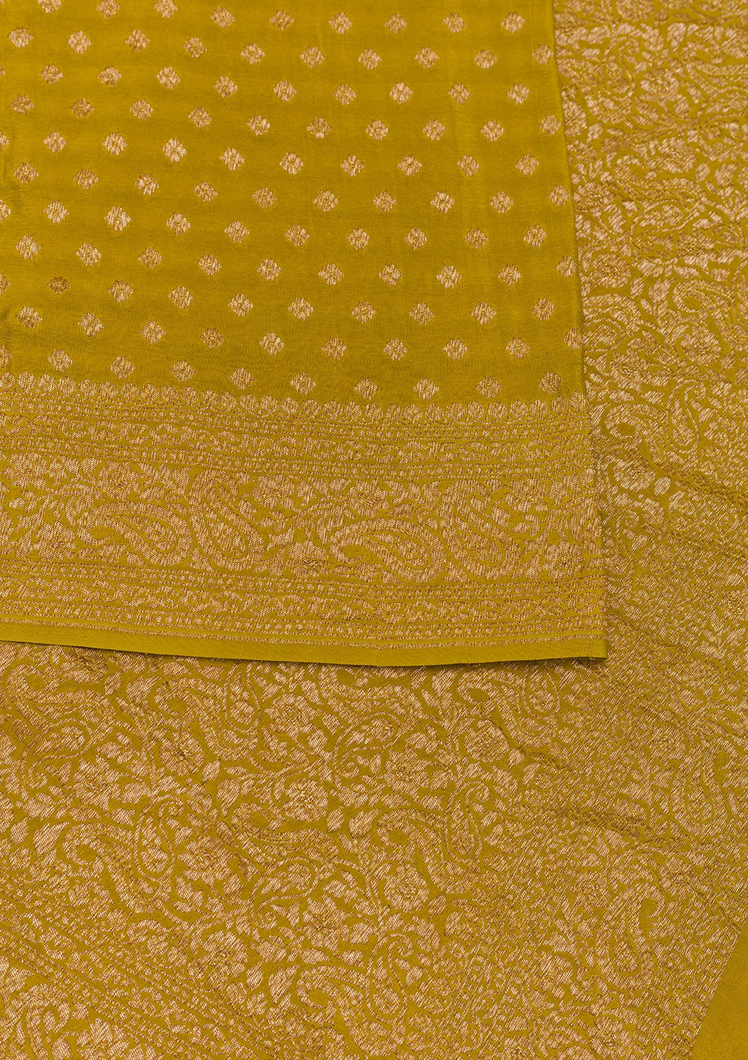 Mustard Zariwork Pure Silk Saree-Koskii