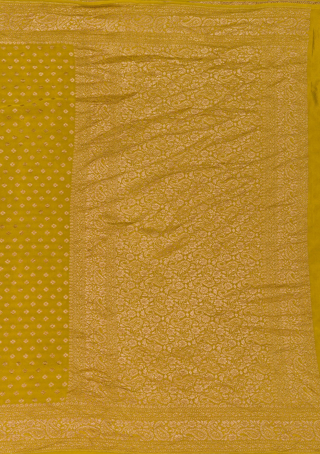 Mustard Zariwork Pure Silk Saree-Koskii