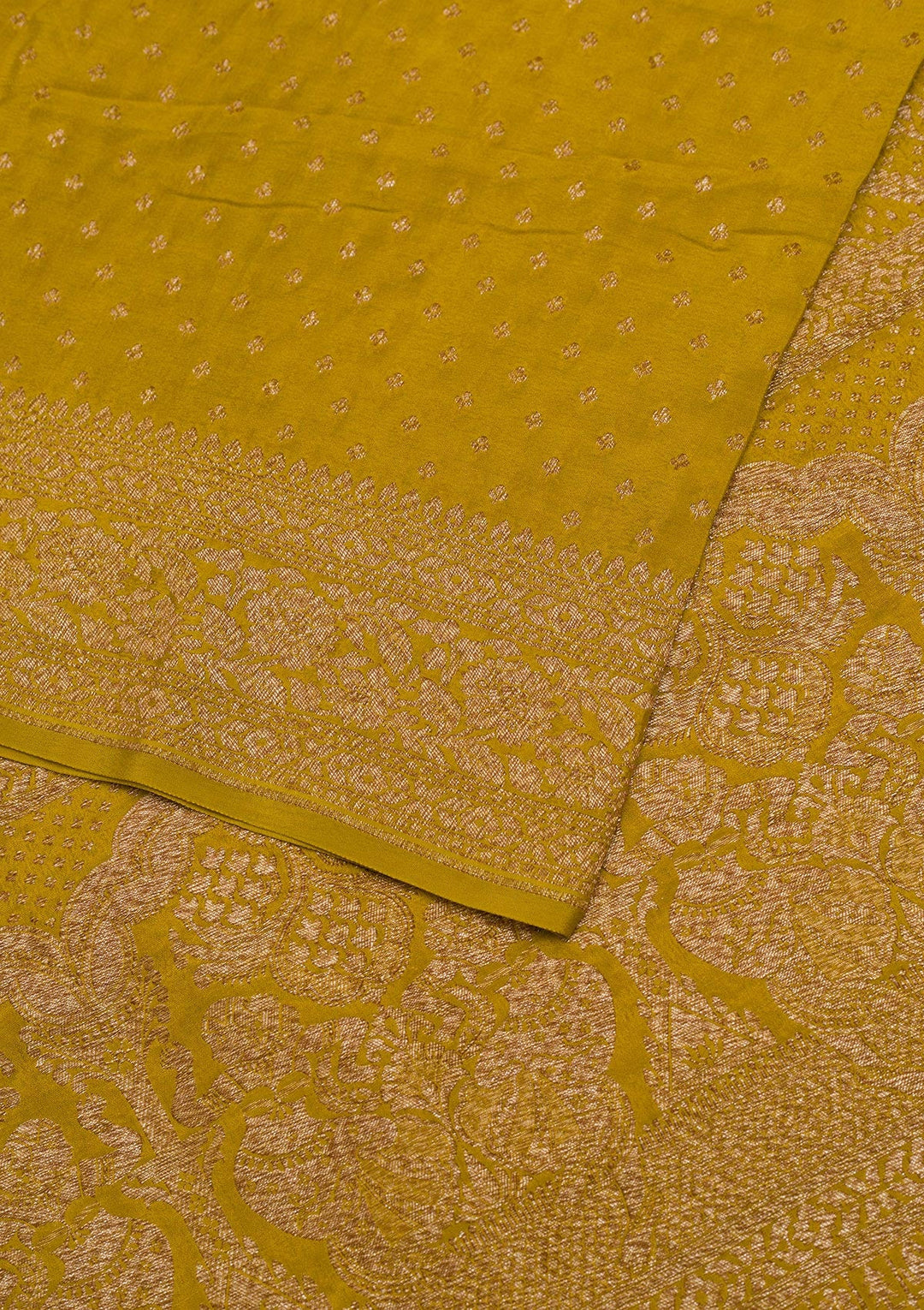Mustard Zariwork Pure Silk Saree-Koskii