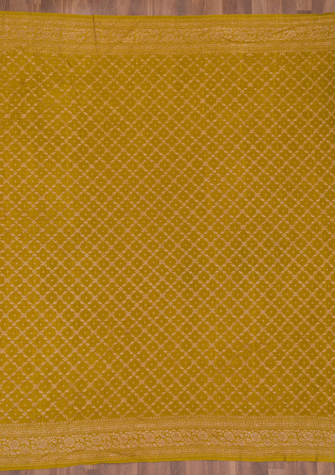 Mustard Zariwork Pure Silk Saree-Koskii