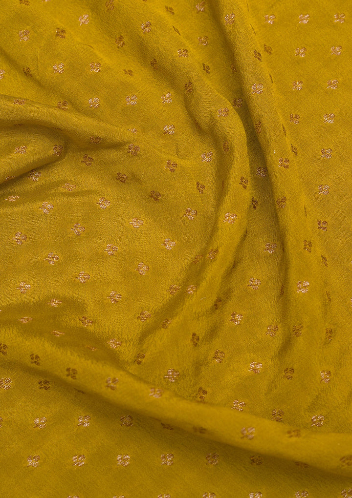 Mustard Zariwork Pure Silk Saree-Koskii