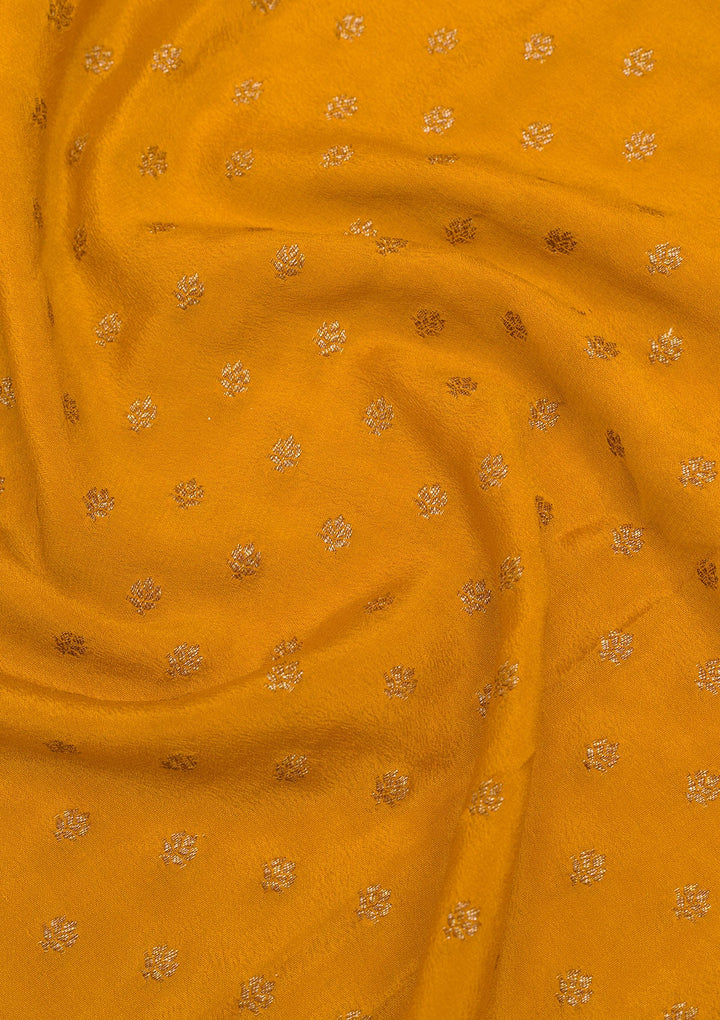 Mustard Zariwork Pure Silk Saree-Koskii
