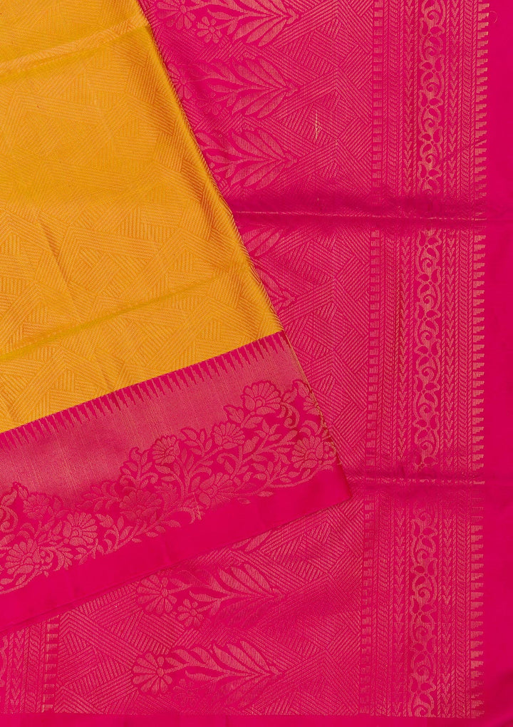Mustard Zariwork Pure Silk Saree-Koskii