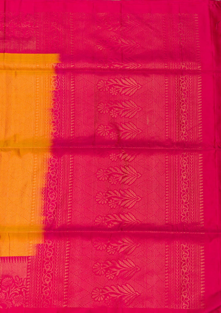 Mustard Zariwork Pure Silk Saree-Koskii