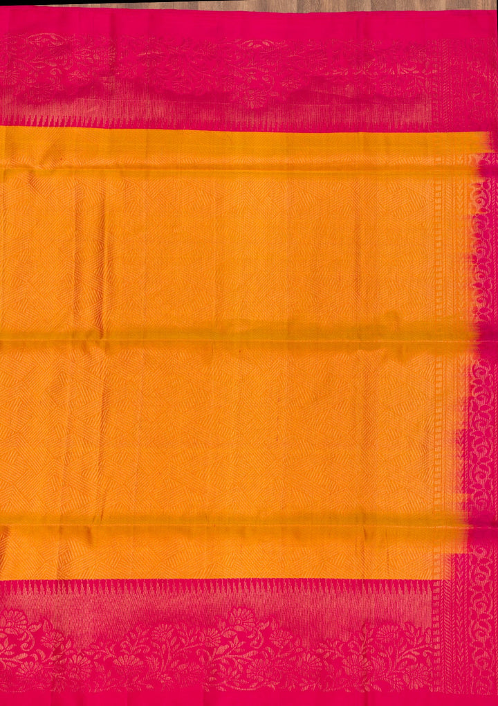 Mustard Zariwork Pure Silk Saree-Koskii