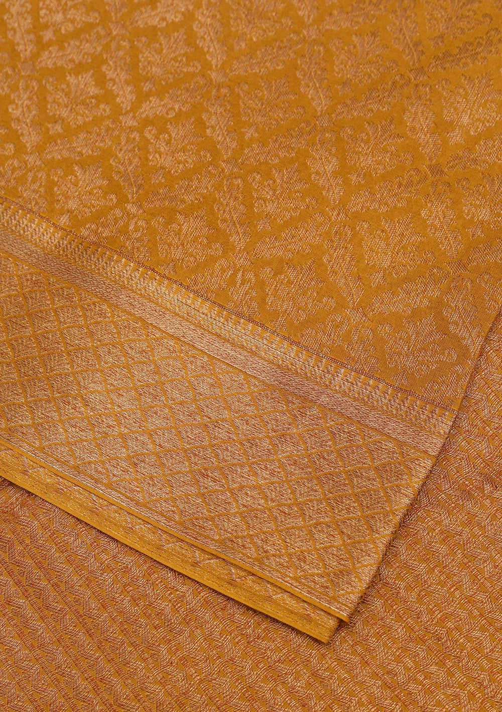 Mustard Zariwork Pure Silk Saree-Koskii