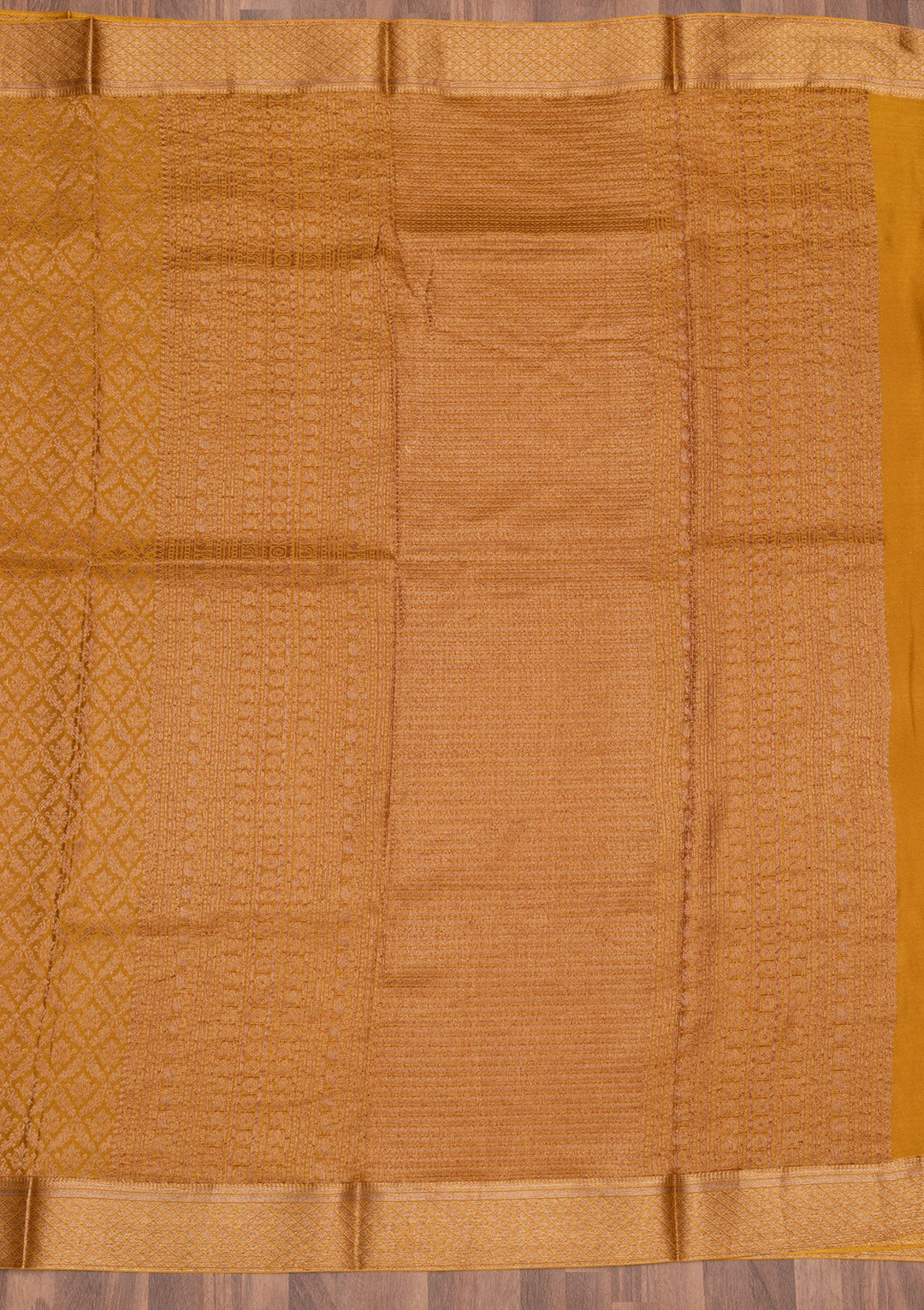 Mustard Zariwork Pure Silk Saree-Koskii