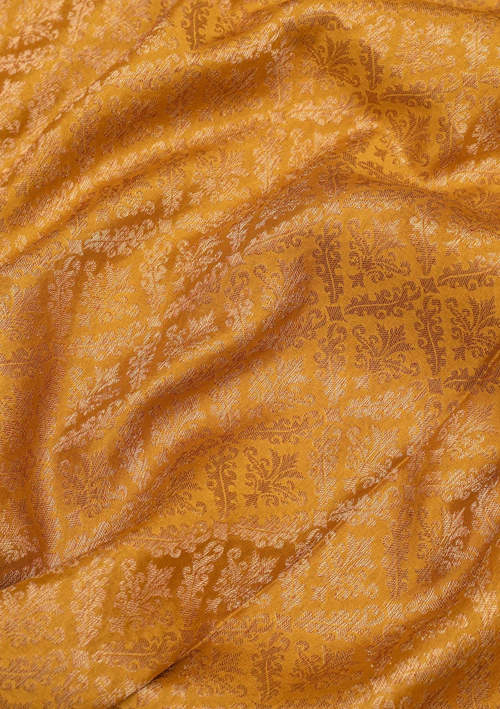 Mustard Zariwork Pure Silk Saree-Koskii