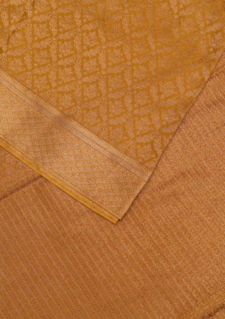 Mustard Zariwork Pure Silk Saree-Koskii