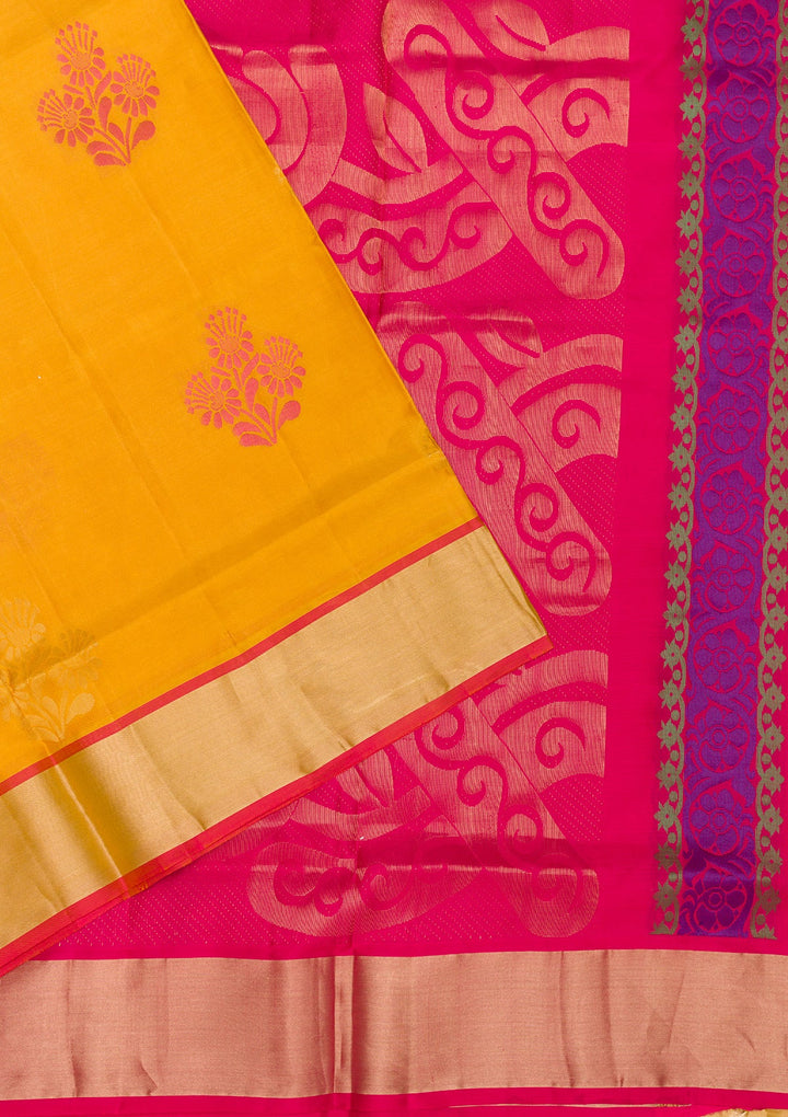 Mustard Zariwork Pure Silk Saree-Koskii