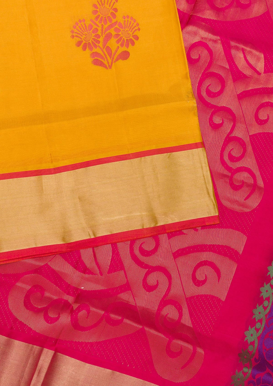 Mustard Zariwork Pure Silk Saree-Koskii