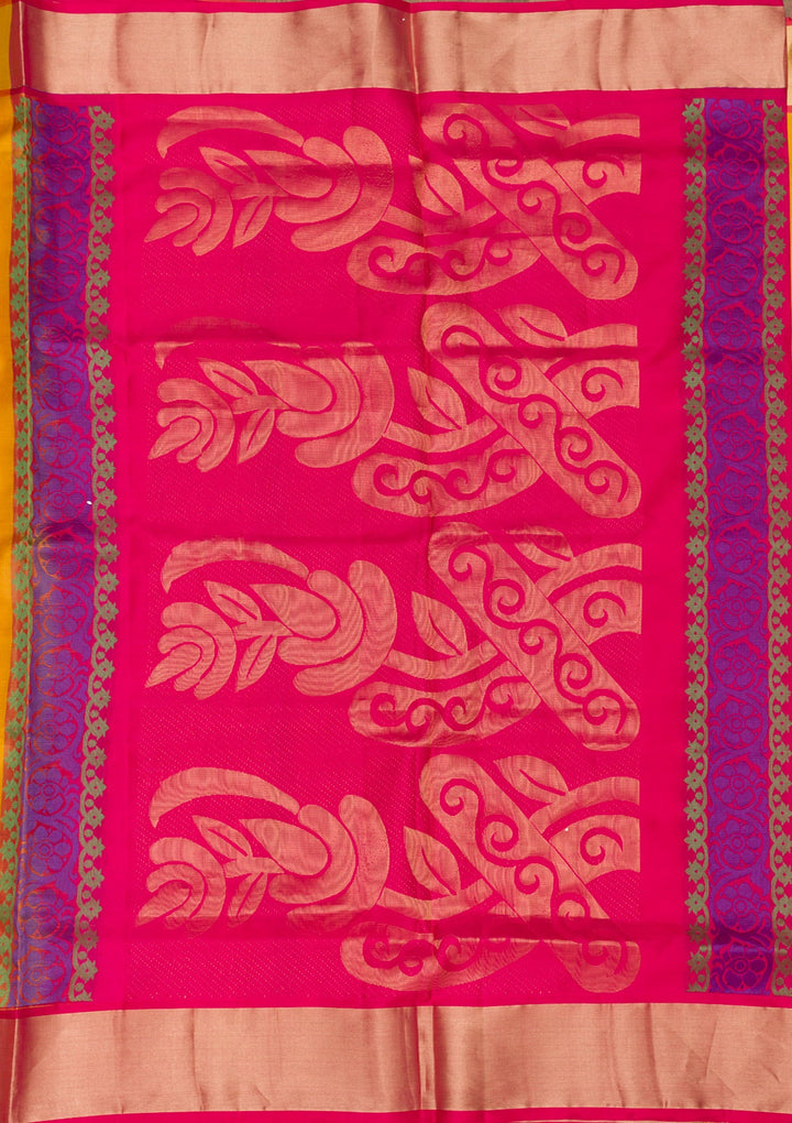 Mustard Zariwork Pure Silk Saree-Koskii
