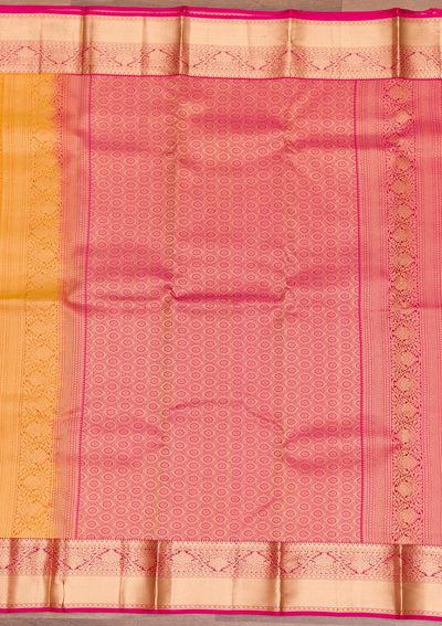 Mustard Zariwork Pure Silk Saree-Koskii