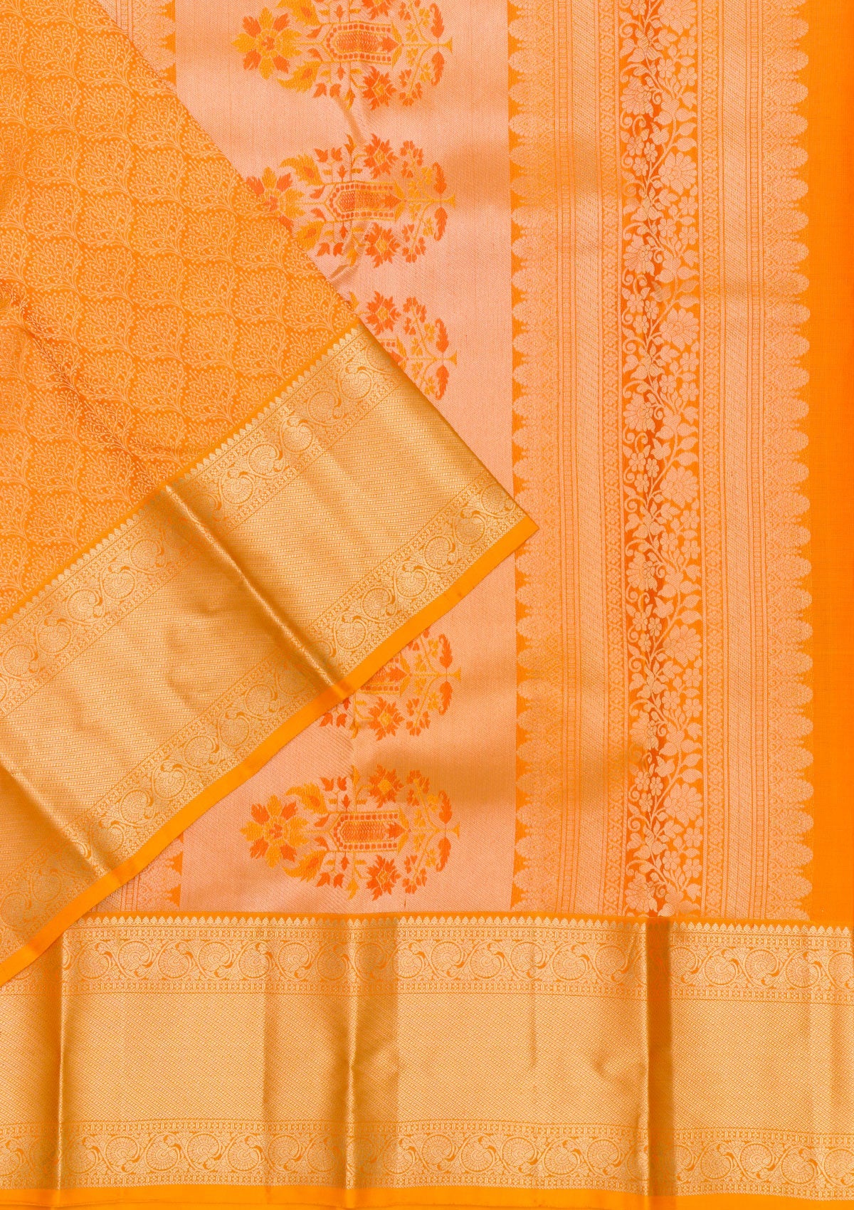 Mustard Zariwork Pure Silk Saree-Koskii