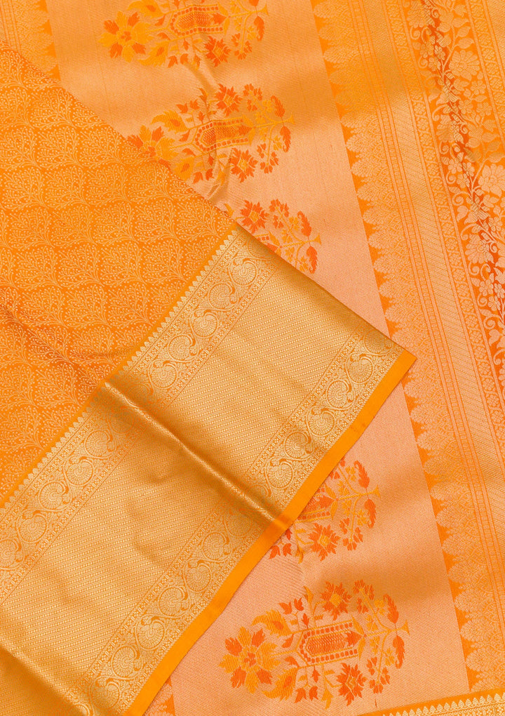 Mustard Zariwork Pure Silk Saree-Koskii