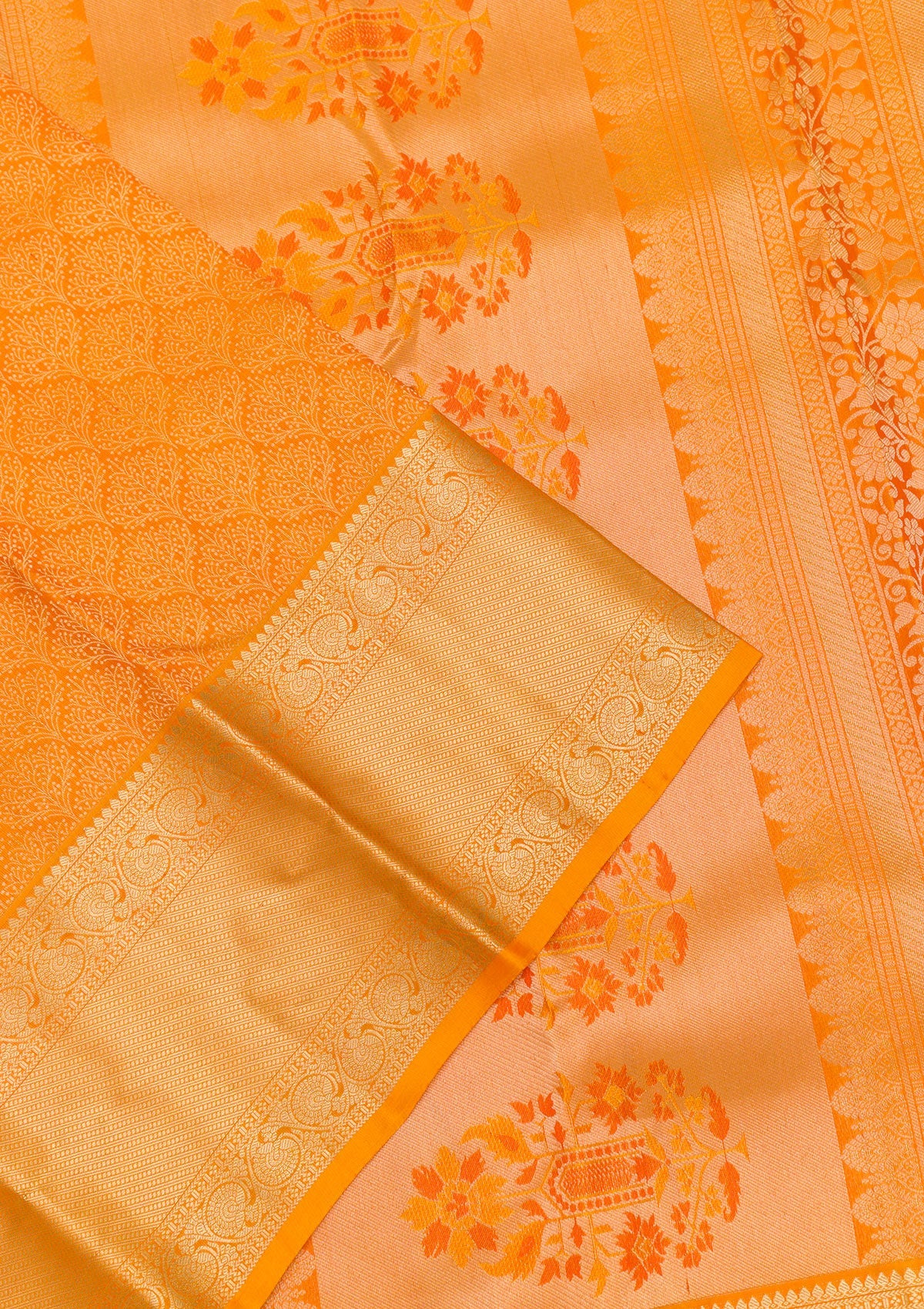 Mustard Zariwork Pure Silk Saree-Koskii