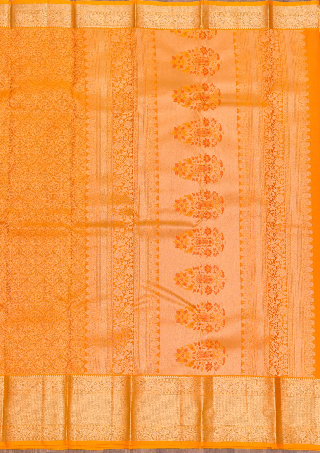 Mustard Zariwork Pure Silk Saree-Koskii