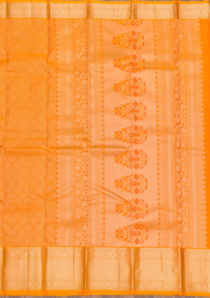 Mustard Zariwork Pure Silk Saree-Koskii