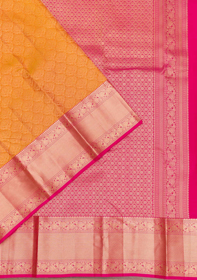 Mustard Zariwork Pure Silk Saree-Koskii