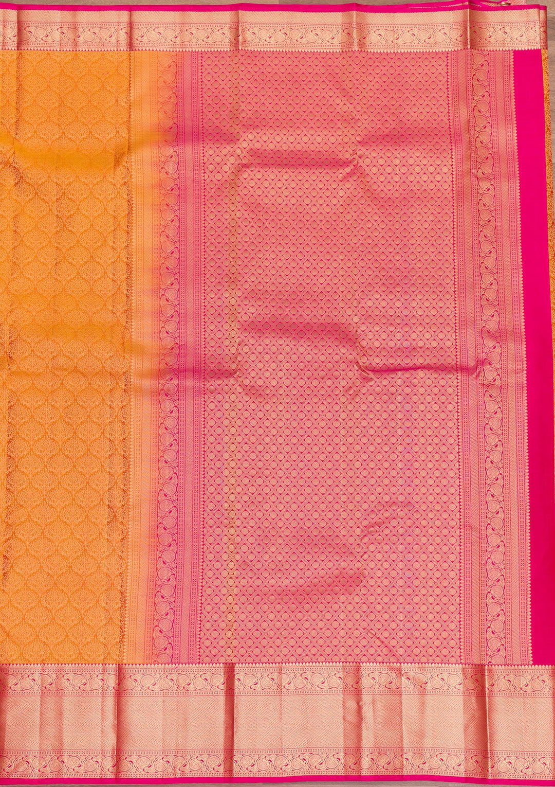 Mustard Zariwork Pure Silk Saree-Koskii
