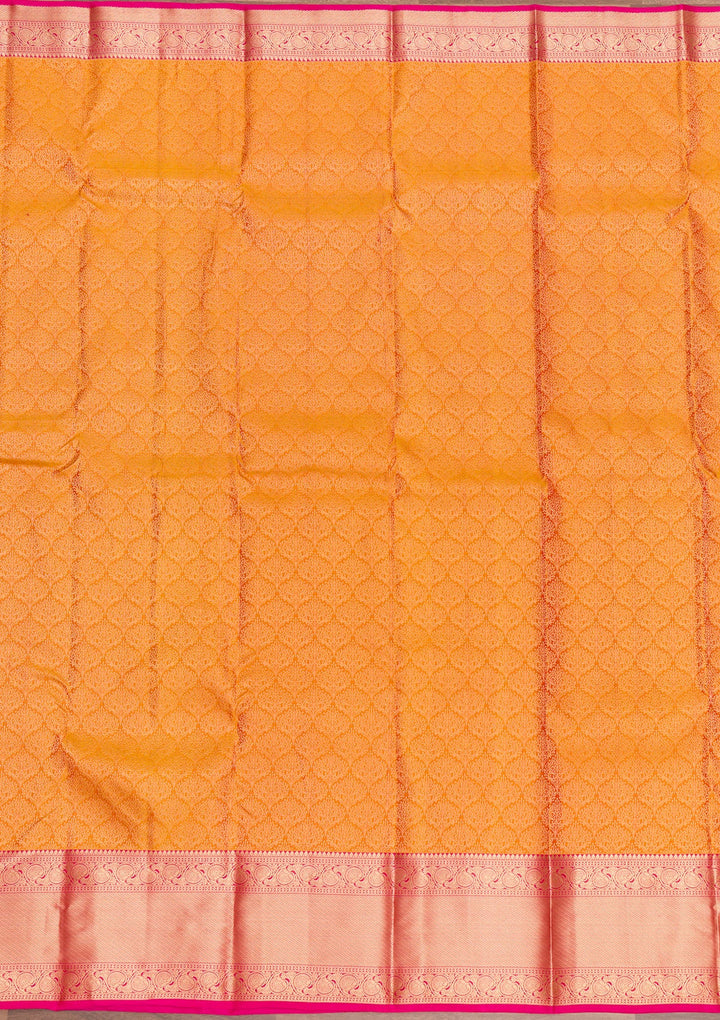 Mustard Zariwork Pure Silk Saree-Koskii