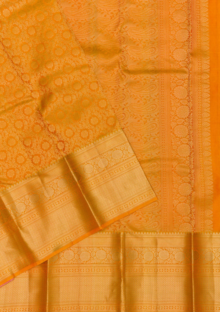 Mustard Zariwork Pure Silk Saree-Koskii