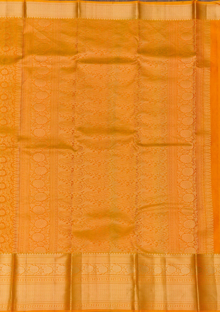 Mustard Zariwork Pure Silk Saree-Koskii