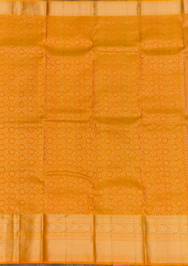 Mustard Zariwork Pure Silk Saree-Koskii