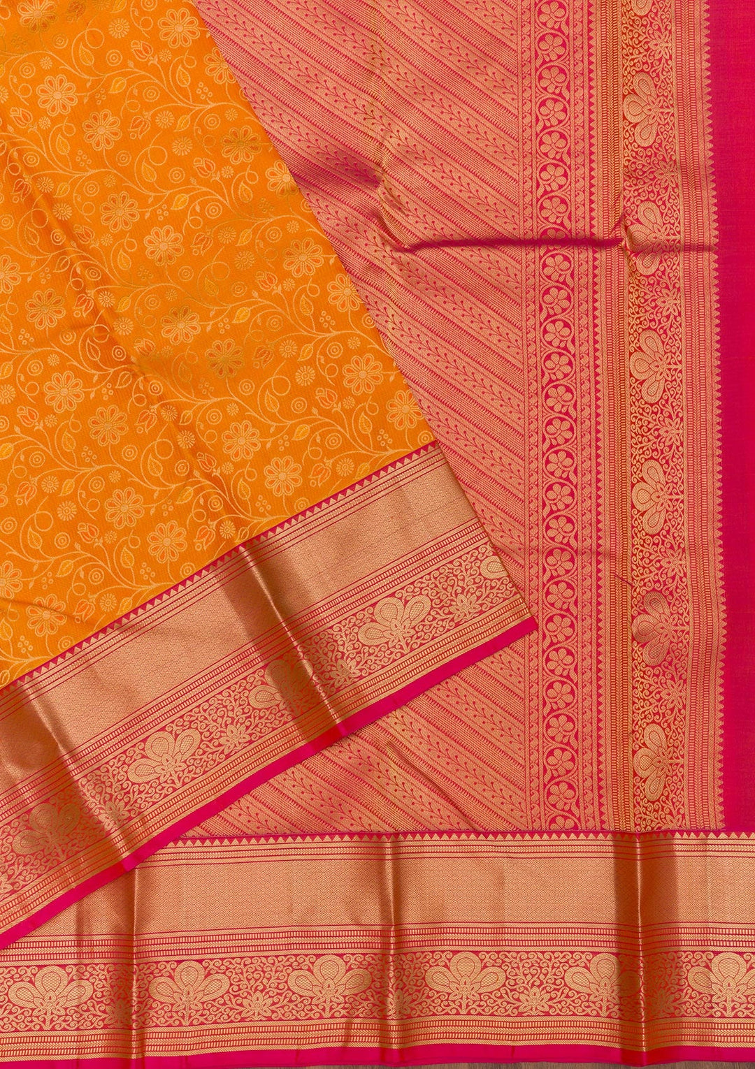 Mustard Zariwork Pure Silk Saree-Koskii
