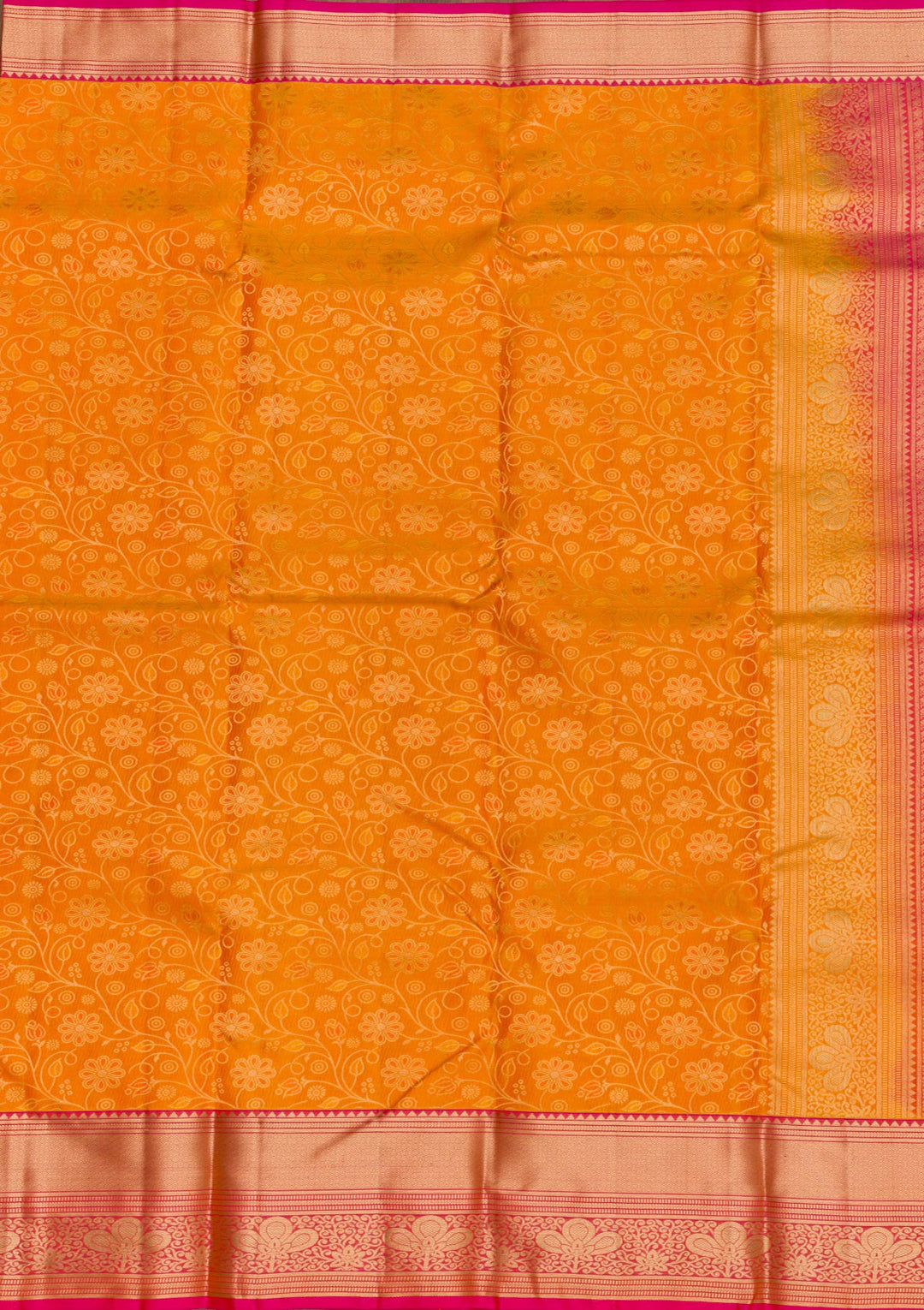 Mustard Zariwork Pure Silk Saree-Koskii