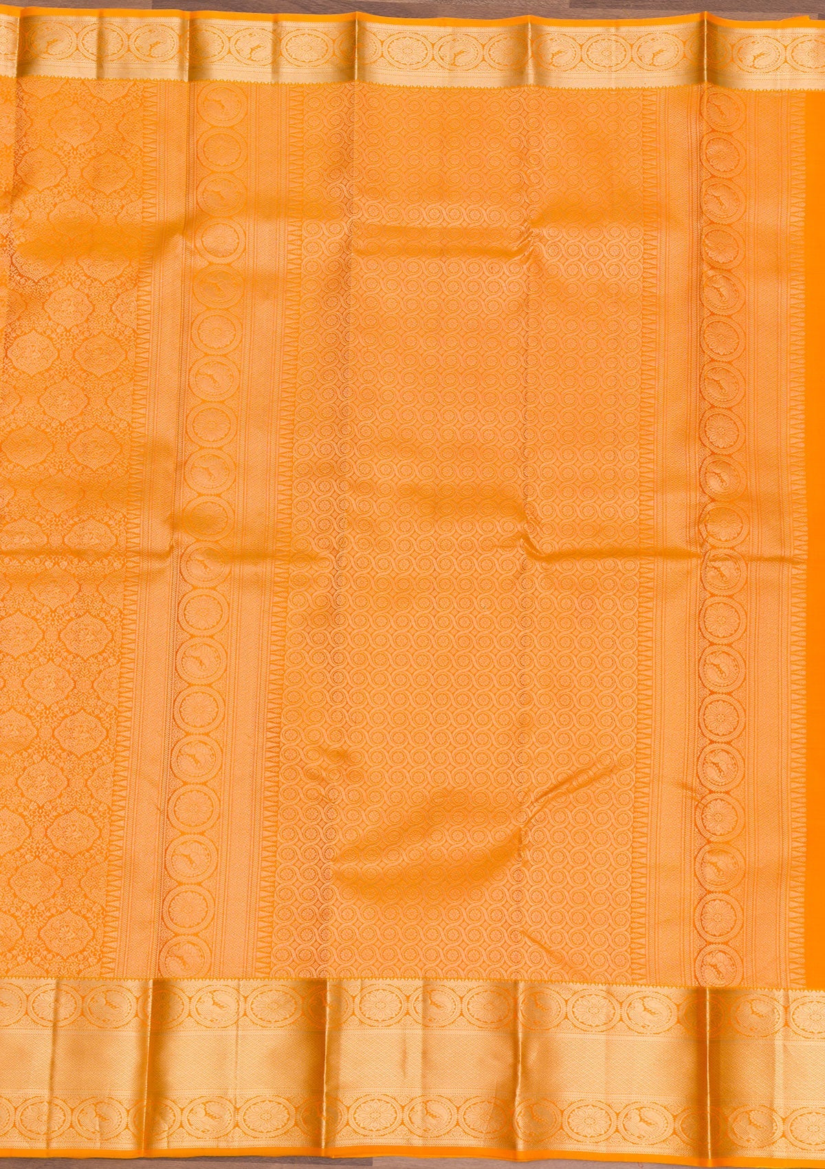 Mustard Zariwork Pure Silk Saree-Koskii