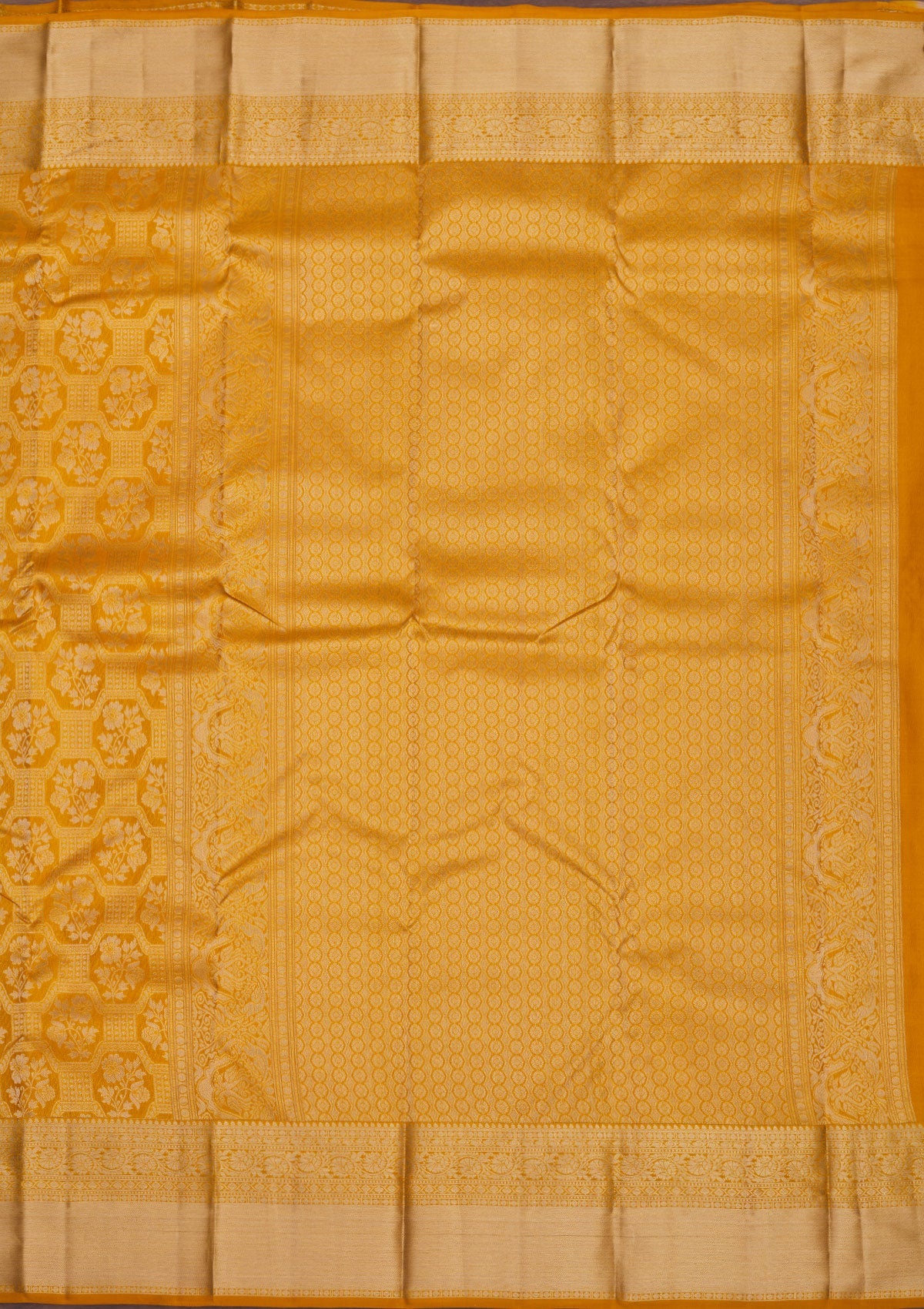 Mustard Zariwork Pure Silk Saree