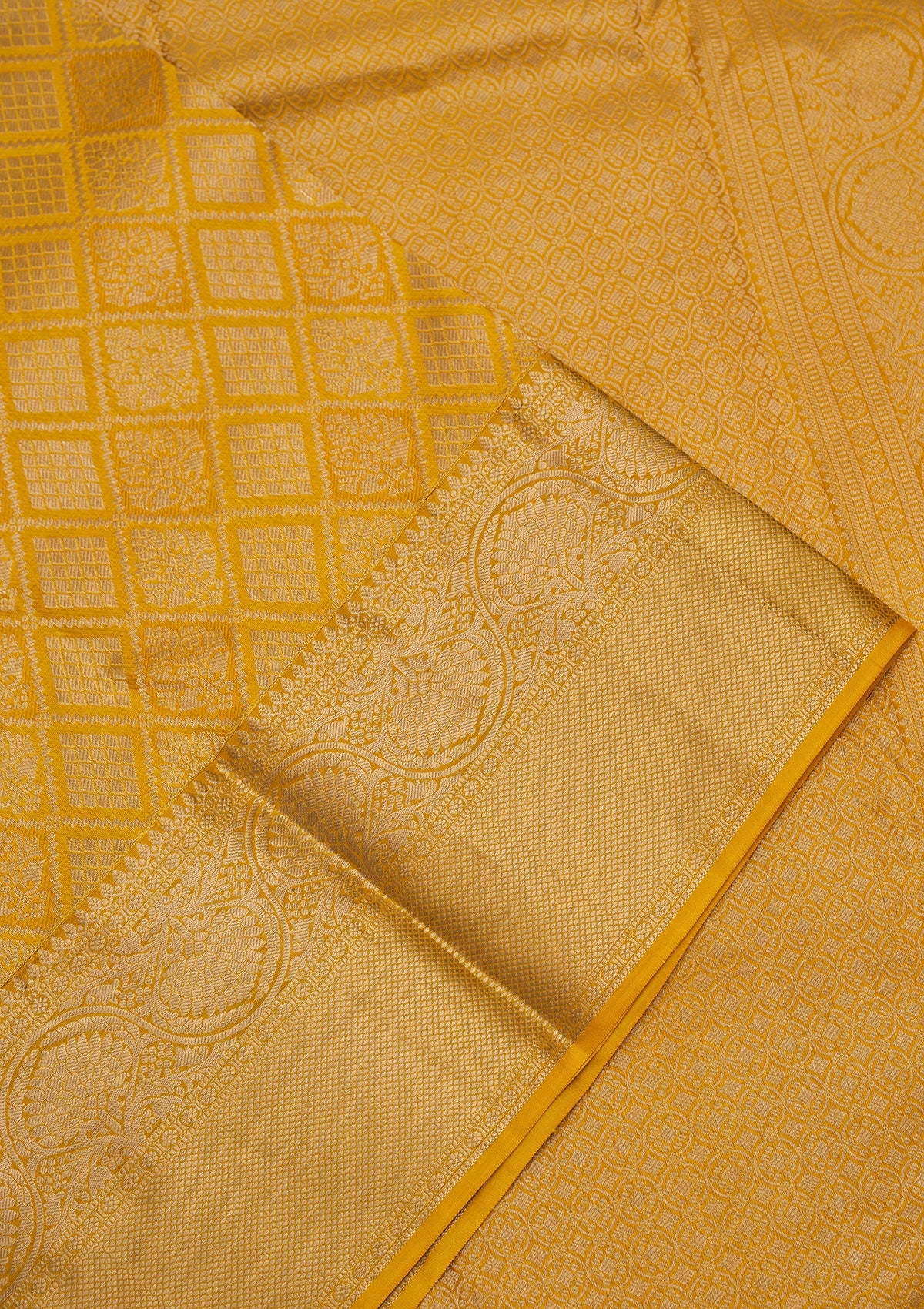 Mustard Zariwork Pure Silk Saree-Koskii