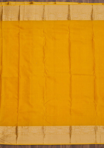 Mustard Zariwork Pure Silk Saree-Koskii