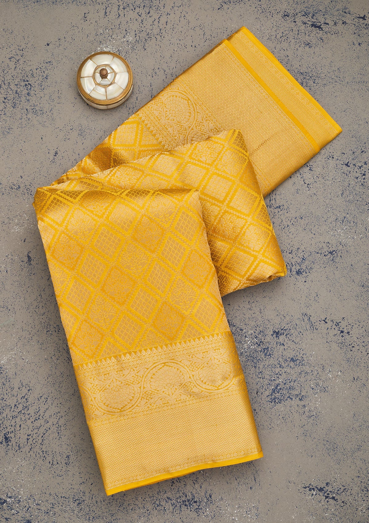 Mustard Zariwork Pure Silk Saree-Koskii