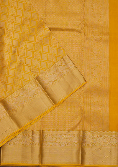 Mustard Zariwork Pure Silk Saree-Koskii