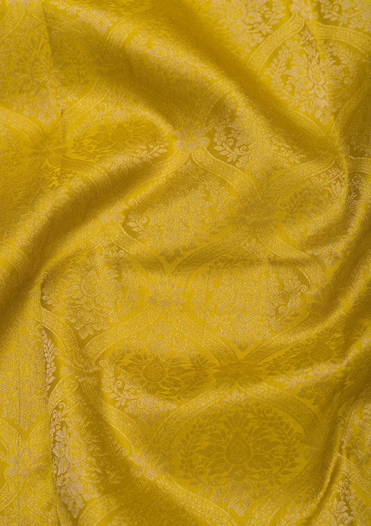 Mustard Zariwork Pure Silk Saree-Koskii