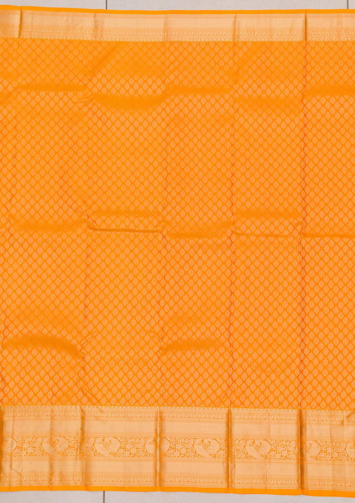 Mustard Zariwork Pure Silk Saree-Koskii